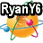 Animated icon with orange sphere and orbiting elements displaying sequential text: 'RyanY6', 'is', 'here', 'to', 'help!'