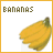 Pixelated banana bunch with text 'BANANAS' above it, displayed in two color variations within a yellow border.