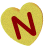 A yellow heart-shaped object with a red 'N' on its face rotates through multiple angles against a gray background.