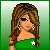 Pixelated character with long brown hair, green top, white skirt, and star symbol on chest; text display phrases like 'NOBODY LIKES YOU' and 'HAVING FUN.'