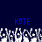 Blue text 'KATE' appears twice on a dark blue background above a pixelated crowd of white and gray figures with raised hands.