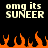 Pixelated text 'omg its SUNEER' appears above orange flames on a black background, with identical static frames side-by-side.