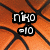 A basketball-themed buddy icon with pixelated text displaying names and scores on an orange court background.