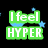 Pixelated text elements on a black background with scattered stars and a purple gradient section, featuring phrases like "I feel HYPER" and "so... DANCE TO DA BEAT".