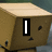 A pixelated brown box character with a neutral expression displays sequential text: I, Love, The, BOX DUDE.