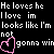 Pixelated text-based animation with pink heart symbols on black background, displaying variations of romantic phrases and