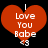 Red heart-shaped icon with white text "I Love You Babe" and "43" at bottom, displayed on black background.