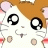 A 48x48 pixel buddy icon featuring a cartoon hamster on the left and stylized text on the right, displayed as part of an animated contact sheet with two frames.