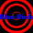 Four red concentric circles on black background with blue text "Blue Birds" repeated horizontally across two
