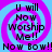 Four identical display text over a blue and purple spiral background with pixelated black lettering