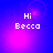 Pixelated text 'Hi Becca' on a blue-to-purple gradient background with shifting pink light effects.