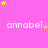 A pink background with repeated white text 'annabel' and scattered yellow stars, some of which change position across frames.