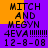 Pixelated text on purple and orange background with repeated phrases 'MITCH AND MEGYN 4EVA!!!!!!!! 12-8-08' in two