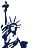 Animated sequence showing progressive text reveal of 'Libertarian Party' beneath Statue of Liberty icon, with color variations in the lower face