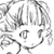 Static grayscale pixel art of a stylized character with flowing hair and abstract shapes, rendered in low resolution on a white background.