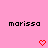 Pink background with repeated 'marissa' text and red pixel hearts in a pattern, showing animation changes between frames