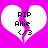 Two identical white heart shapes with a vertical pink crack, each containing black text 'RIP Allie' and a black heart symbol with a diagonal line, set against a solid pink background.