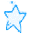 A blue star-shaped icon with a light gradient and pixelated edges, accompanied by black text reading "look at the stars" and "look how they shine for you."