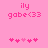 Pixelated pink text 'ily gabe<33' on a solid pink background with two of heart symbols below