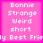 Four identical pink square arranged in a , each containing white pixelated text reading "Bonnie Strange Weird short" and partially visible "ly Best Fri..." at the bottom
