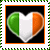 Heart-shaped icon with Irish flag colors—green, white, orange—on black background; three identical frames show no visible animation changes.