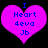 Two identical purple heart-shaped icons with blue text reading "I Heart 4eva Jb" on a black background.