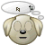 Animated contact sheet of a cartoon dog face with changing thought bubbles containing sheep icons and text, displayed on gray background.