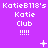 Purple background with repeated white text 'KatieB118's Katie Club !!!!' in a pattern, featuring small animated symbols like plus signs and X marks