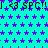 Static image with cyan background, purple stars, and repeated black text 'I <3 SPC!!!' in three horizontal
