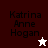A split-screen display shows four with the name 'Katrina Anne Hogan' in pixelated text, each featuring a different background color and star symbol