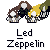 Animated contact sheet of Led Zeppelin-themed buddy icons showing character silhouettes, airship, and explosion effects across 13 frames.