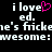 Pixelated text on black background with pink heart symbol replacing 'e' in 'love', repeated twice, followed by distorted words and a colon.
