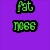 Four distinct pixelated text-based icons arranged in a on solid purple background, each with unique color and style