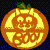 Four pixelated pumpkin icons arranged in a 2x2 grid, each with carved facial expressions and text elements on their lower halves.