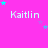 A bright pink background displays multiple instances of the name 'Kaitlin' in white text, each surrounded by small cyan and purple stars that shift position across frames.