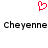 Red pixelated heart symbol above two identical black-and-white pixelated text lines reading 'Cheyenne' on white background.