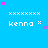 Blue background with repeated 'kenna' text and star patterns in pink, purple, and white.