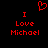 Red pixelated text and heart symbol on black background, with 'I Love Michael' repeated twice.