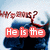 A pixelated image shows a character with dark hair and blue clothing, holding up text boxes that change from red to blue.