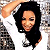 Static pixelated image of a person with long dark hair wearing a white top, partially visible arm raised above head, against light background.