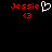 Red text 'Jessie' appears twice on a black background with pixelated heart and '<3' symbols below each name.