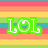 Three distinct 'LOL' text icons displayed on a rainbow striped background with varying color outlines and styles.