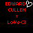 Red pixelated text 'EDWARD CULLEN' with a white heart symbol above the name, followed by '=' and 'LoVe<3' on black background.