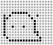 Two static pixel art icons on a background, each composed of black squares on white with gray borders
