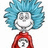 Pixelated character with spiky blue hair, white face, gray eyes, and red clothing featuring a circular symbol.