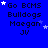Blue background with repeated text "Go BCMS Bulldogs Maegan JV" and scattered white stars, one gray rectangle in bottom-right corner.