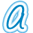 A blue stylized lowercase 'q' with a glowing outline on the left, next to scattered gray pixelated shapes resembling letters or symbols on a white background.