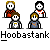 Animated contact sheet of pixel art frames showing two stick figures interacting with a white infinity symbol, accompanied by repeated text "Hoobastank" below each frame.