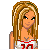 Pixel art buddy icon of a female character in red and white cheerleading outfit with pink strappy leg wraps, displayed as 2x2 contact sheet showing full body and torso details.