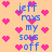 Pixelated animation with repeating blue text 'jeff roxs my soxs off' over peach background, pink hearts scattered throughout.